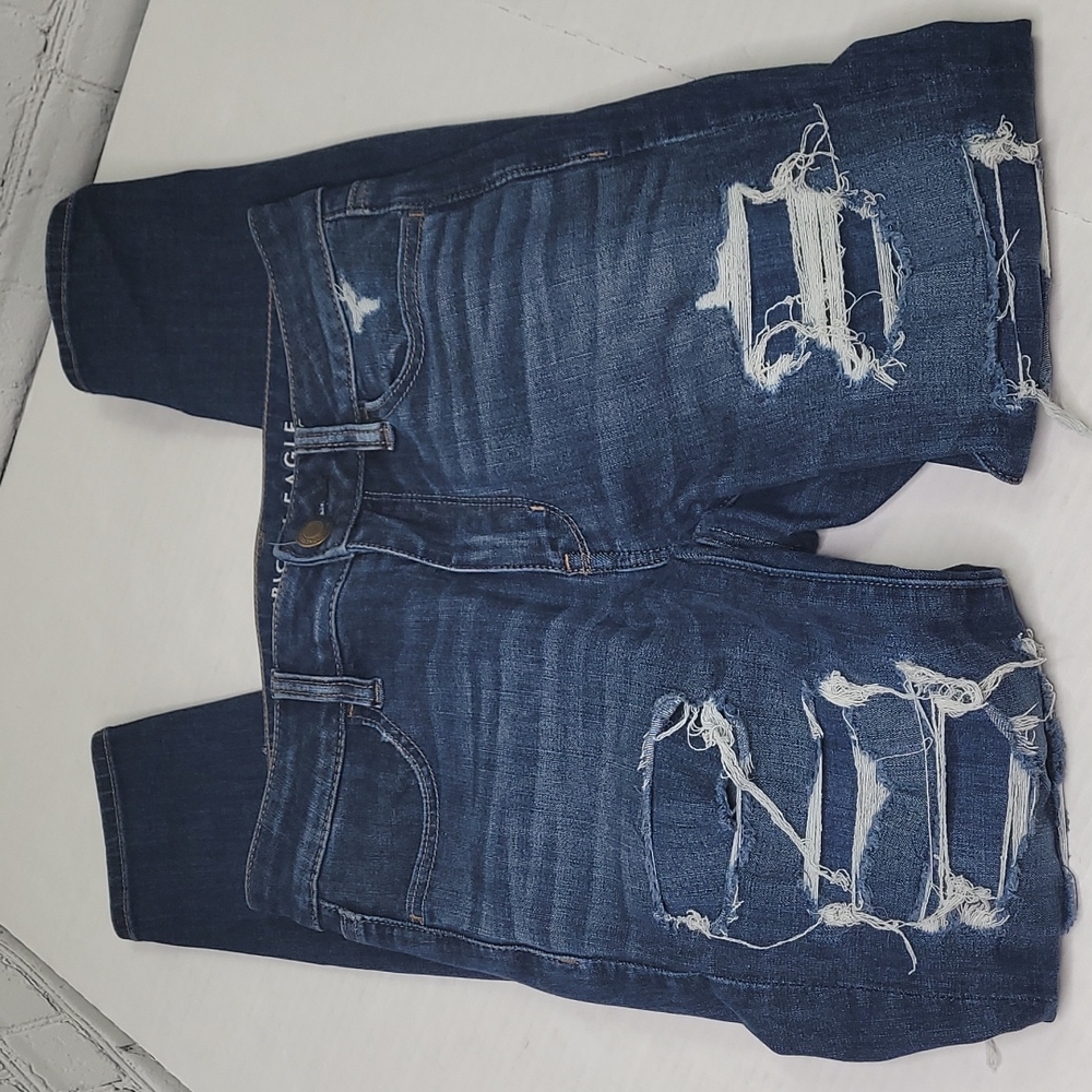 American Eagle Distressed Patchwork High Rise Jeg… - image 4